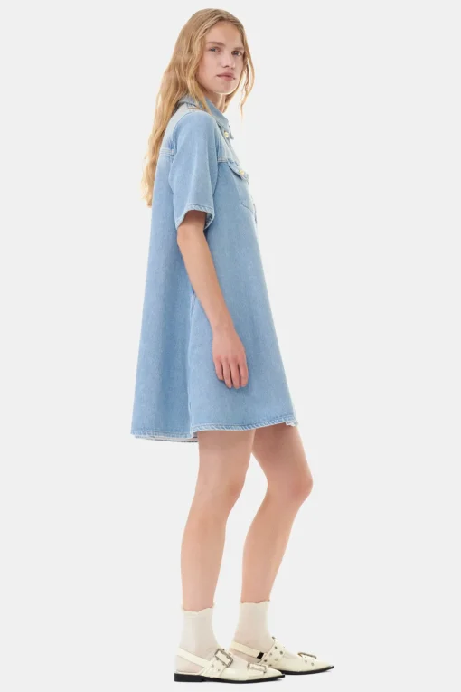 GANNI Denimklær | Kjoler<Light Blue Denim Mini-kjole TintWash