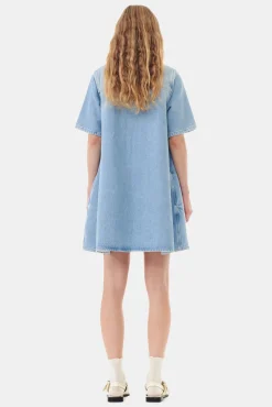 GANNI Denimklær | Kjoler<Light Blue Denim Mini-kjole TintWash