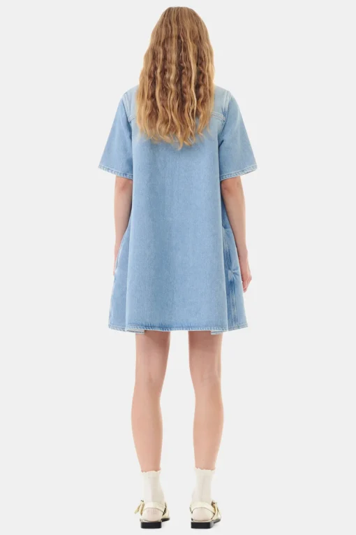 GANNI Denimklær | Kjoler<Light Blue Denim Mini-kjole TintWash