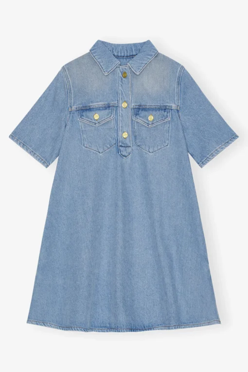 GANNI Denimklær | Kjoler<Light Blue Denim Mini-kjole TintWash