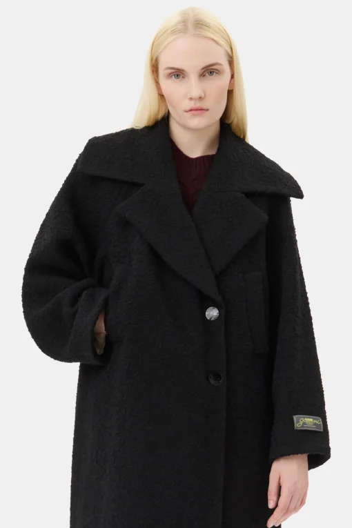 GANNI Kåper & Jakker<Long Boucle Wool-kåpe Black