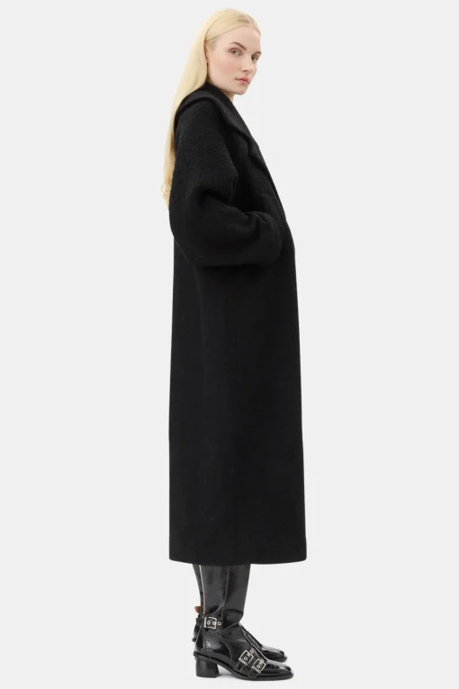 GANNI Kåper & Jakker<Long Boucle Wool-kåpe Black