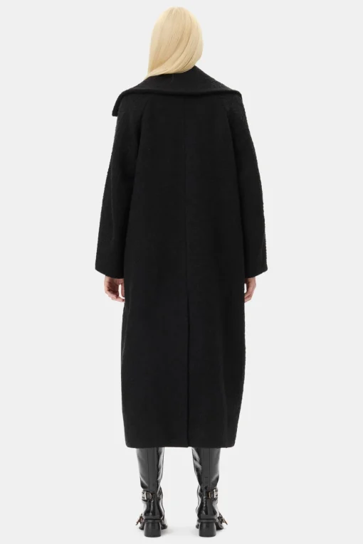 GANNI Kåper & Jakker<Long Boucle Wool-kåpe Black