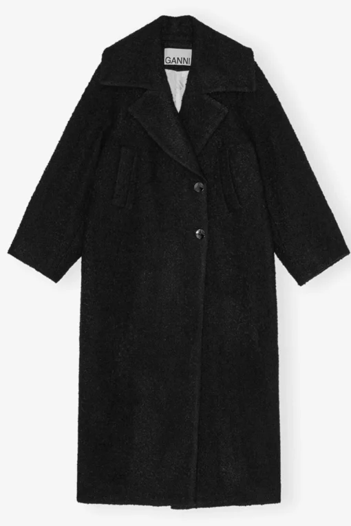 GANNI Kåper & Jakker<Long Boucle Wool-kåpe Black