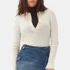 GANNI Ganni Exclusives | Strikkeplagg<Off-white Knitted-poloskjorte Egret