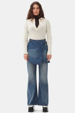 GANNI Ganni Exclusives | Strikkeplagg<Off-white Knitted-poloskjorte Egret