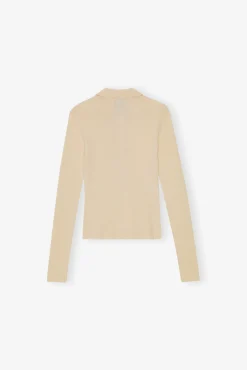 GANNI Ganni Exclusives | Strikkeplagg<Off-white Knitted-poloskjorte Egret
