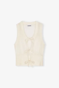 GANNI Strikkeplagg<Off-white Tie String-vest Egret