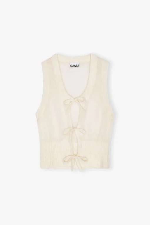 GANNI Strikkeplagg<Off-white Tie String-vest Egret