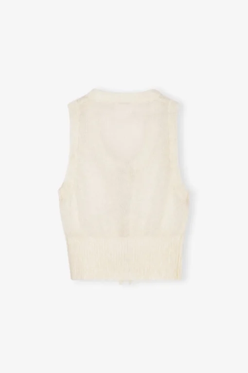 GANNI Strikkeplagg<Off-white Tie String-vest Egret