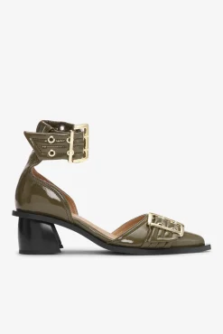GANNI Sko | Hæler<Olive Green Feminine Buckle Open Cut-pumps MilitaryOlive