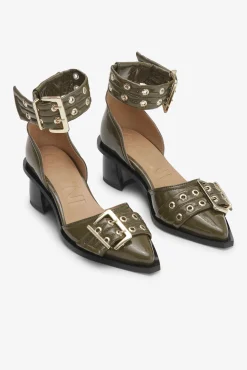 GANNI Sko | Hæler<Olive Green Feminine Buckle Open Cut-pumps MilitaryOlive