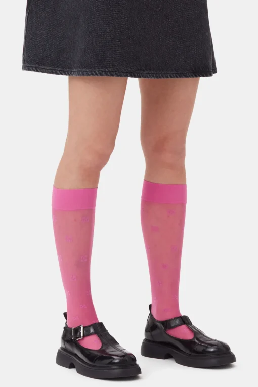 GANNI Sokker | Små Gaver<Pink Butterfly Lace Sokker ShockingPink