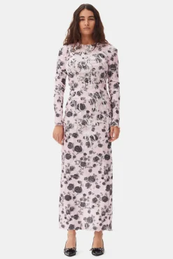 GANNI Plus Size Klær | Kjoler<Pink Floral Printed-kjole Corsage