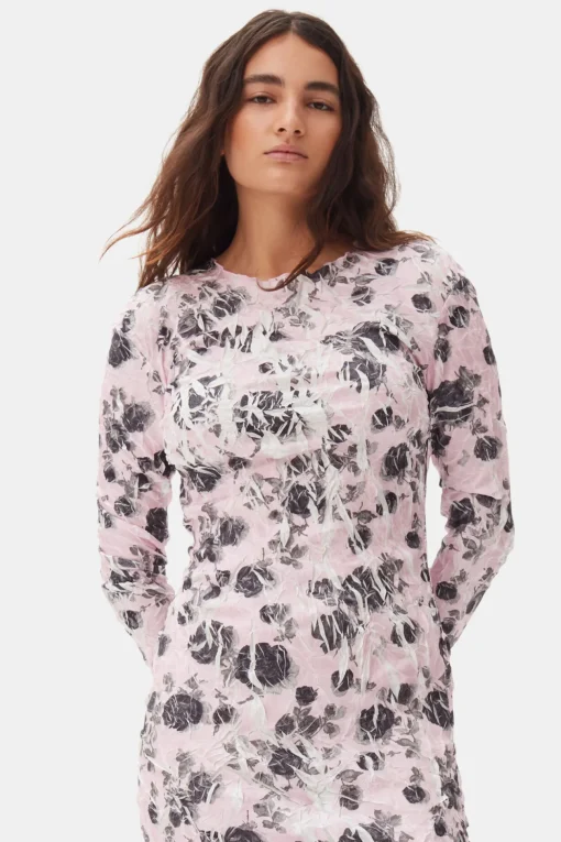GANNI Plus Size Klær | Kjoler<Pink Floral Printed-kjole Corsage