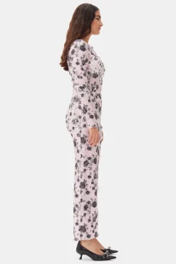 GANNI Plus Size Klær | Kjoler<Pink Floral Printed-kjole Corsage
