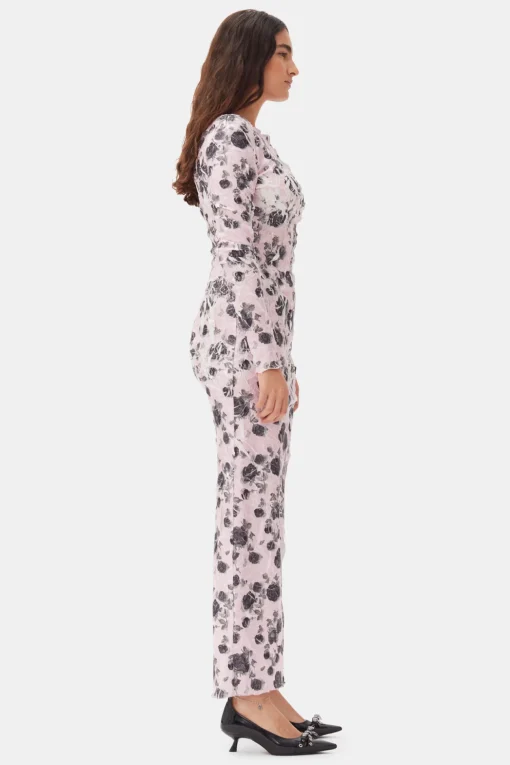 GANNI Plus Size Klær | Kjoler<Pink Floral Printed-kjole Corsage