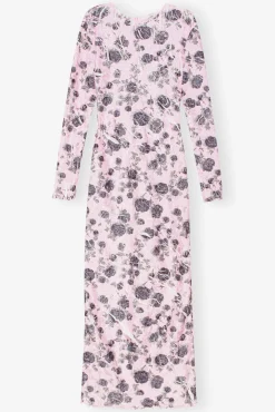 GANNI Plus Size Klær | Kjoler<Pink Floral Printed-kjole Corsage