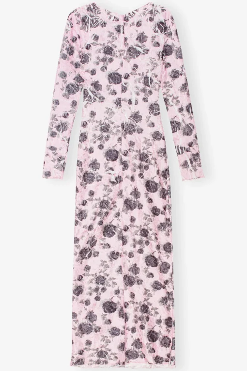 GANNI Plus Size Klær | Kjoler<Pink Floral Printed-kjole Corsage