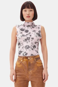 GANNI Plus Size Klær | Topper<Pink Floral Printed-topp Corsage