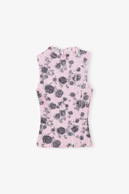 GANNI Plus Size Klær | Topper<Pink Floral Printed-topp Corsage
