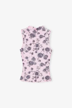GANNI Plus Size Klær | Topper<Pink Floral Printed-topp Corsage