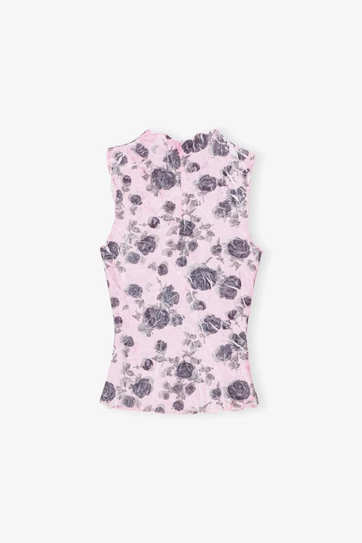 GANNI Plus Size Klær | Topper<Pink Floral Printed-topp Corsage