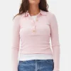 GANNI Strikkeplagg<Pink Knitted-poloskjorte ChalkPink