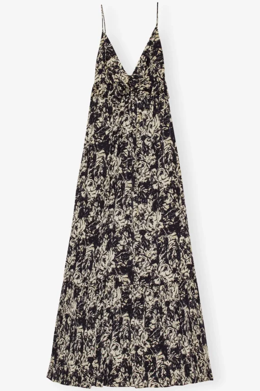 GANNI Ganni Exclusives | Kjoler<Printed Satin Strap-kjole Flan
