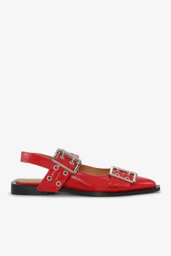 GANNI Sko | Ballerinasko<Red Feminine Buckle Ballerinas RacingRed