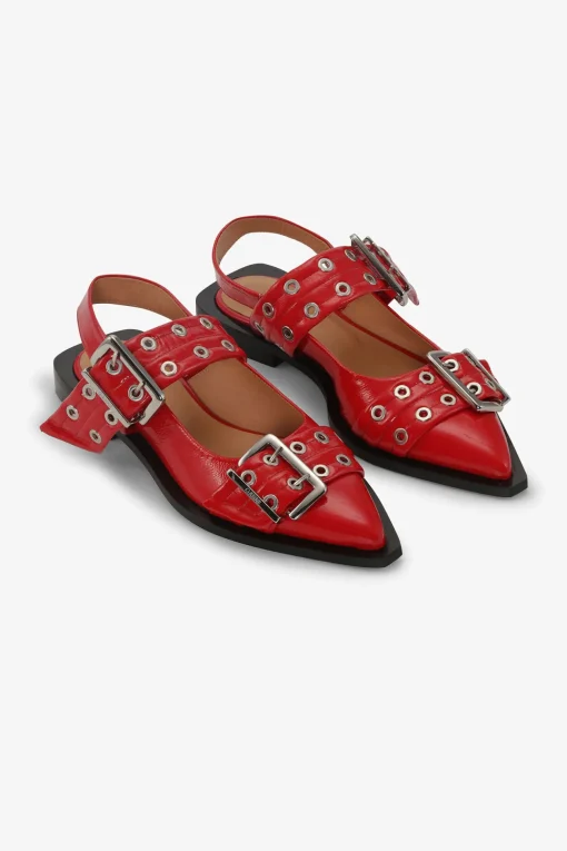 GANNI Sko | Ballerinasko<Red Feminine Buckle Ballerinas RacingRed