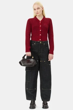 GANNI Festklær | Strikkeplagg<Red Sparkle Short-cardigan RacingRed