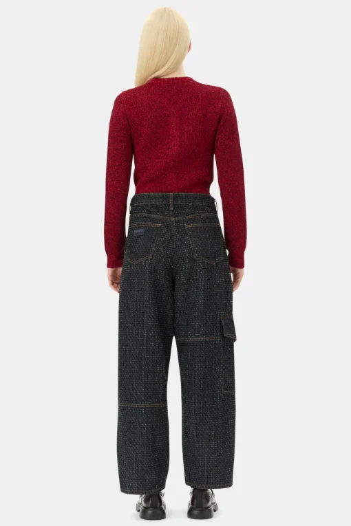 GANNI Festklær | Strikkeplagg<Red Sparkle Short-cardigan RacingRed