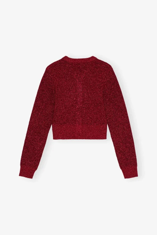 GANNI Festklær | Strikkeplagg<Red Sparkle Short-cardigan RacingRed