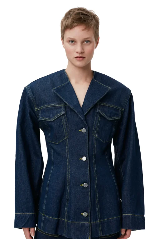 GANNI Sett | Denimklær<Denim Fitted Blazer Rinse