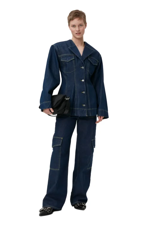 GANNI Sett | Denimklær<Denim Fitted Blazer Rinse