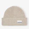 GANNI Hatter | Små Gaver<Sand Fitted Wool Rib Knit-lue BrazilianSand