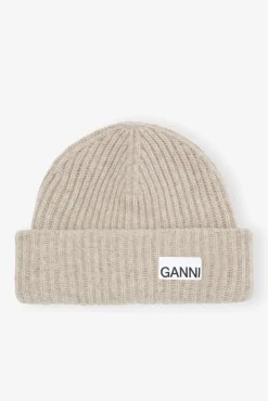 GANNI Hatter | Små Gaver<Sand Fitted Wool Rib Knit-lue BrazilianSand