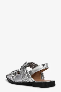 GANNI Sko | Ballerinasko<Metallic Feminine Buckle-ballerinasko Silver