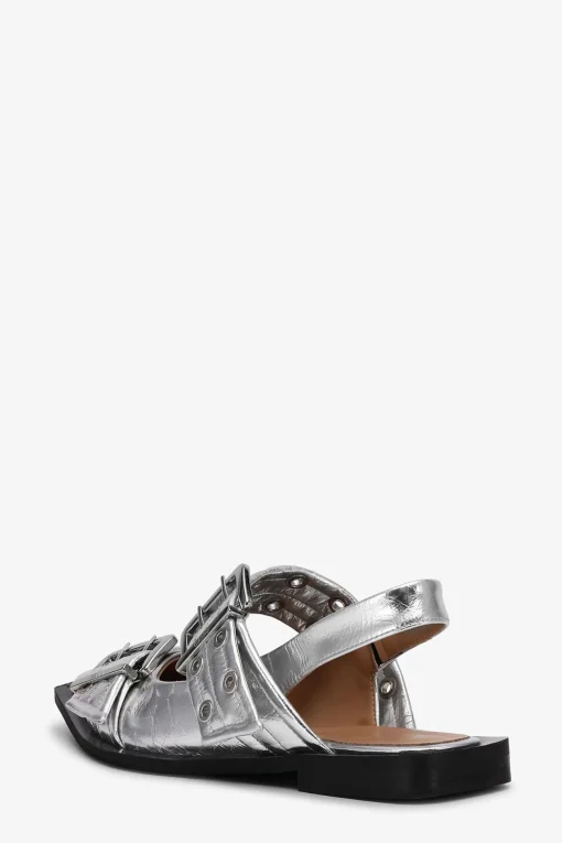 GANNI Sko | Ballerinasko<Metallic Feminine Buckle-ballerinasko Silver