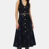 GANNI Ganni Exclusives | Sett<Snake Print Denim Midi-kjole Indigo
