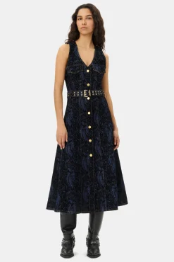 GANNI Ganni Exclusives | Sett<Snake Print Denim Midi-kjole Indigo