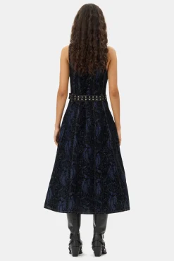 GANNI Ganni Exclusives | Sett<Snake Print Denim Midi-kjole Indigo