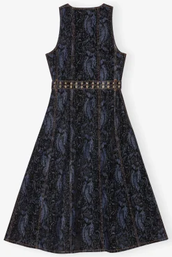 GANNI Ganni Exclusives | Sett<Snake Print Denim Midi-kjole Indigo