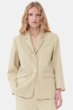 GANNI Dresstoff | Sett<Stripe Suiting Boxy-blazer SaharaSun