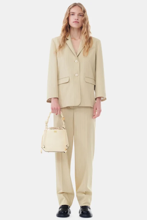 GANNI Dresstoff | Sett<Stripe Suiting Boxy-blazer SaharaSun