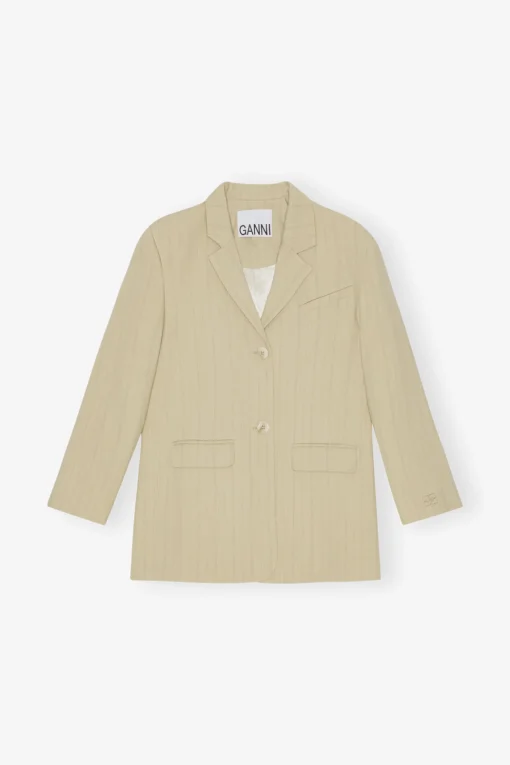 GANNI Dresstoff | Sett<Stripe Suiting Boxy-blazer SaharaSun