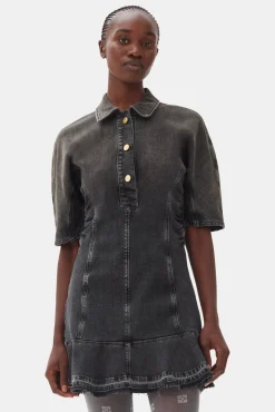 GANNI Denimklær | Kjoler<Washed Black Denim Mini-kjole WashedBlack/Black
