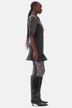 GANNI Denimklær | Kjoler<Washed Black Denim Mini-kjole WashedBlack/Black