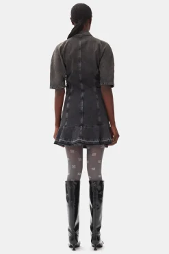 GANNI Denimklær | Kjoler<Washed Black Denim Mini-kjole WashedBlack/Black